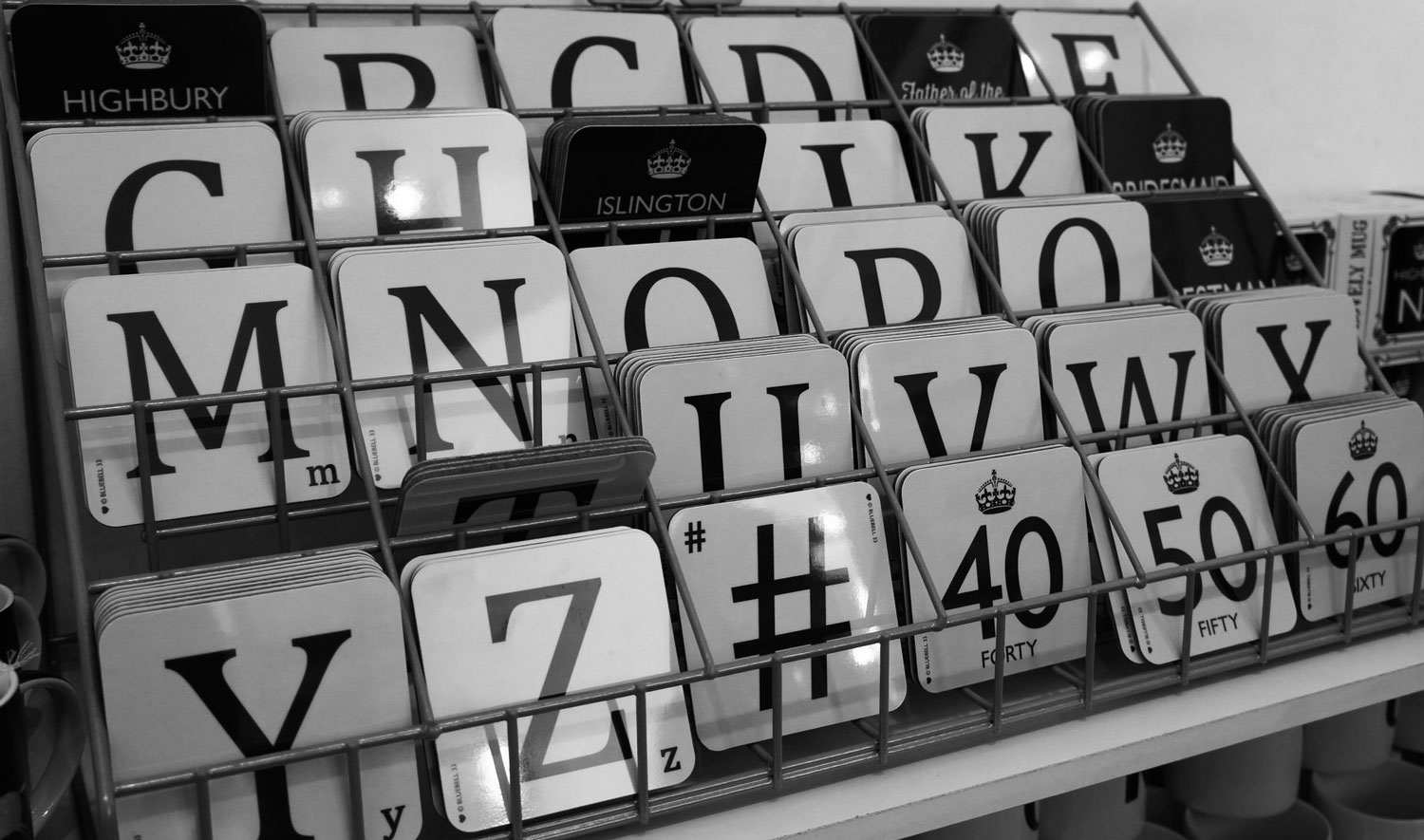 Caractères typographiques dans une boutique